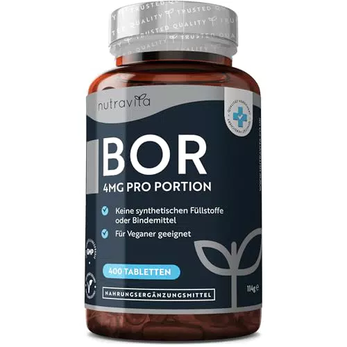 Nutravita Boron 4mg - Reines Bor je Tablette, Laborgeprüft und Veganfreundlich