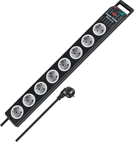 Brennenstuhl Super-Solid, Steckdosenleiste 8-Fach schwarz/grau