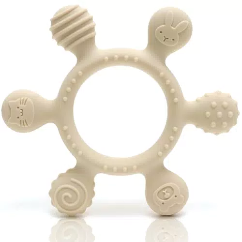 CAJA Beißring Baby Silikon BPA-frei | Zahnungshilfe und Spielzeug für Babys