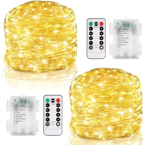 CCILAND Lichterkette mit Fernbedienung und Timer, wasserdicht für Innen und Außen