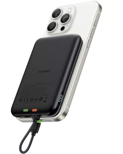 Charmast Mini Powerbank 20W PD 10000mAh mit integriertem Ladekabel für iPhone
