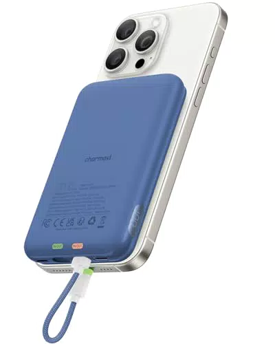 Charmast Mini Powerbank PD 20W 10000mAh mit integriertem USB-C Kabel