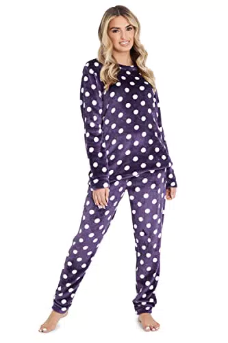 CityComfort Fleece Schlafanzug Damen - Bequemer Winter Pyjama für Zuhause