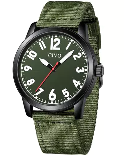 CIVO Militär Uhr für Herren: Wasserdichte Quarzuhr mit großen Zahlen und Nylonband