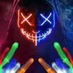 Colplay LED Maske mit leuchtenden Handschuhen für Halloween Kostüme