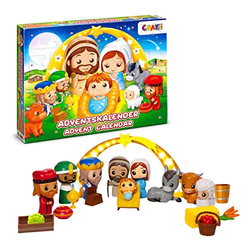 CRAZE Adventskalender für Kinder - Weihnachtskrippe mit Spielfiguren