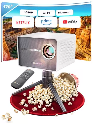 CUBEAM Mini Beamer 4K - Mobiler Full HD Projektor mit WiFi und Bluetooth