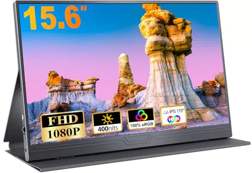CUIUIC Tragbarer Monitor 15,6 Zoll FHD 1920x1080 mit USB-C und HDMI Anschluss