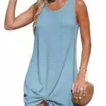 CUPSHE Damen Strandkleid Ärmellos Twisted Waffelstrick Mini Dress