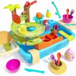 CUTE STONE Küchenspüle Spielzeug mit Wasserpumpe und Wasserrutsche für Kinder