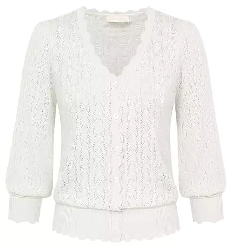 Eleganter Bolero Cardigan für Damen mit 3/4-Ärmeln und Knopfleiste