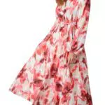 Damen A-Linien Midi Kleid mit Laternenärmeln und Gürtel von [Brand Name]