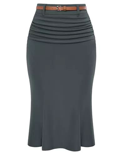 Damen Vintage Midi Bleistiftrock High Waist Bodycon Rock Elegant