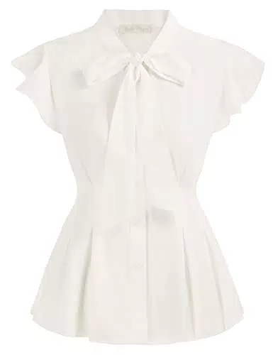 Damen T-Shirt Kurzarm Stehkragen mit Schleife – Elegante Tops für Freizeit und Party