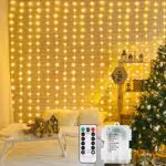 DBFAIRY Lichtervorhang 200 LED mit Fernbedienung und Timer für Innen und Außen