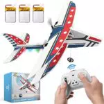 DEERC RC Flugzeug mit 2,4 GHz Fernsteuerung und 3 Batterien - RC Segelflugzeug für Anfänger