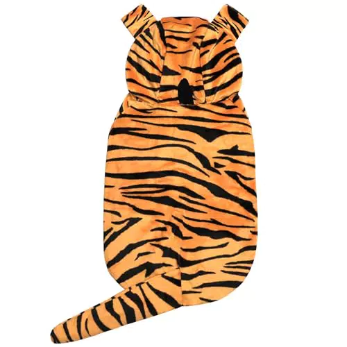 DELIFUR Tiger-Kostüm für Hunde mit lustiger Kapuze für Halloween