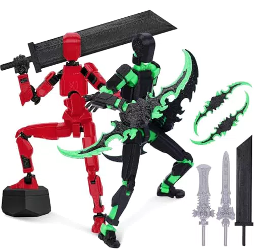 DKIIL T13 Action Figure - 3D-gedruckte, mehrgelenkige Figur mit Schwertern und Händen