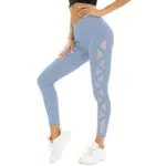 Dmwhsy Hoch taillierte Leggings für Frauen mit Bauchkontrolle und Mesh-Einsatz