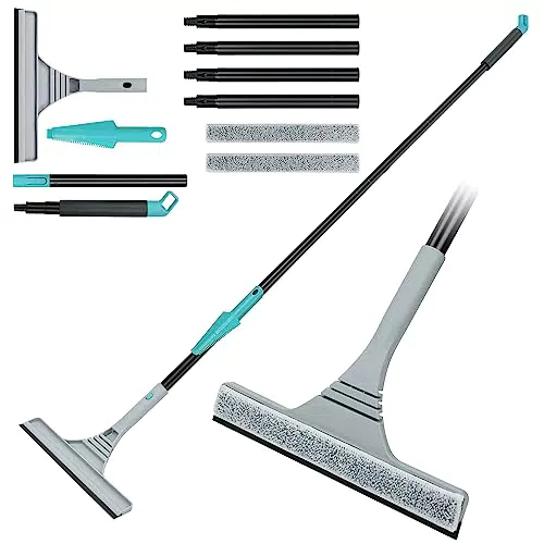 DOBIGER Fensterputzer mit Teleskopstiel – 2 in 1 Fensterwischer für hohe Fenster