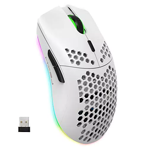 Gaming Maus Drahtlos, Ergonomisch, RGB, 2,4G, 750mAh Akku, 6 Tasten