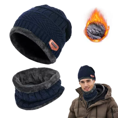 DTXYBC Winter Mütze und Schal Set, Elastische Fleece Mütze für Damen und Herren