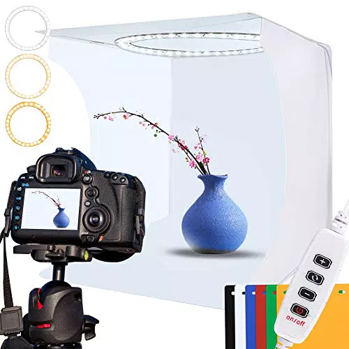 DUCLUS Lichtzelt Fotobox – Tragbare Fotostudio mit dimmbarer LED-Beleuchtung