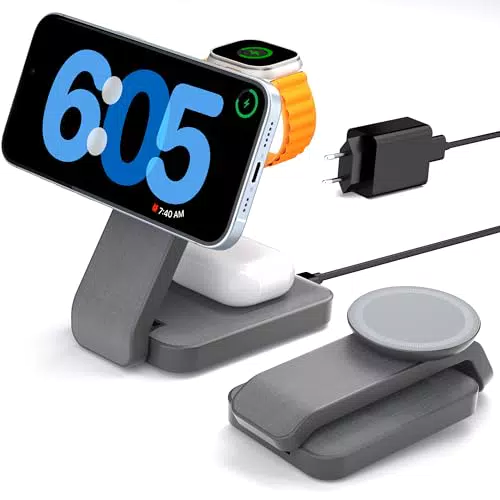 Eazpower MagSafe Ladestation 3 in 1 für iPhone und Apple Watch, tragbar