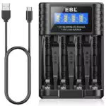 EBL Akku Ladegerät für AA AAA Ni-MH und Li-Ionen mit Type-C Eingang
