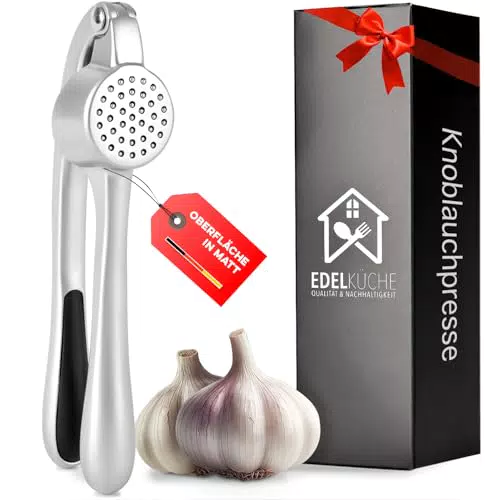 EdelKüche Premium Knoblauchpresse für Knoblauch und Ingwer – Spülmaschinenfest und pflegeleicht