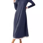 Ekouaer Damen Nachthemd Langarm Sleepshirt Nachtwäsche Sleepwear