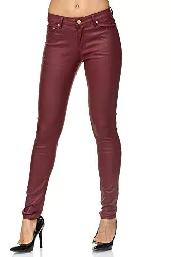 Elara Damen Hose Kunstleder Push-Up Effekt E621-2