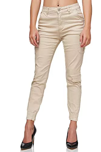 Elara Damen Slim Fit Denim Cargo Hose Modell Chunkyrayan 753-3A