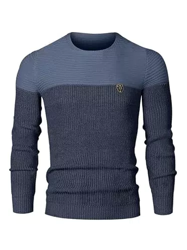 Elegancity Herren Pullover Rundhalsausschnitt Slim Fit Feinstrick Winterpullover