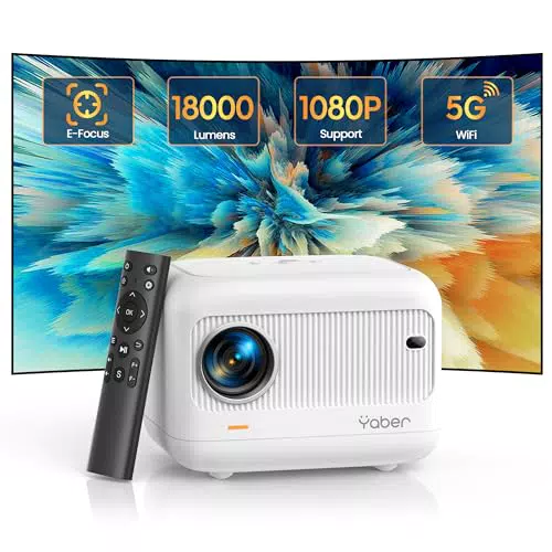 YABER E1 Mini Beamer 1080P, 4K Unterstützung, 18000 Lumen, WiFi & Bluetooth
