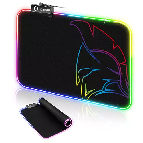 EMPIRE GAMING Dark Rainbow RGB Mauspad mit 12 LED-Beleuchtungsmodi für PC und Laptop