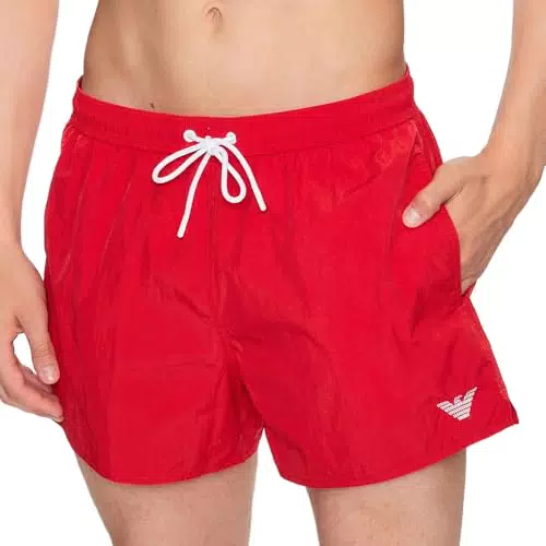 Emporio Armani Men's Embroidery Logo Boxer Short Swim Trunks