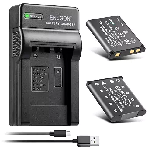 ENEGON Ersatzbatterie und Rapid Dual Ladegerät für Olympus, Nikon, Fuji