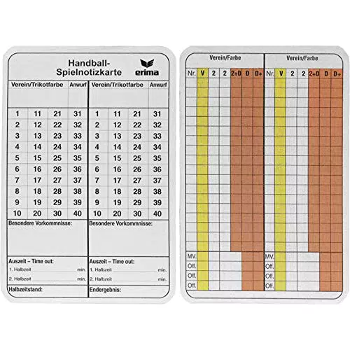 Erima Spielnotizkarten Handball Zubehör - Modell 724502