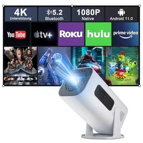 Eroshoo Mini Beamer 4K Unterstützung, 1080P Projektor für Heimkino und Outdoor