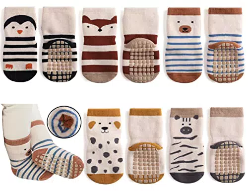 Exemaba Anti-Rutsch Socken für Kleinkinder – Warme Krabbelsocken für Jungen und Mädchen