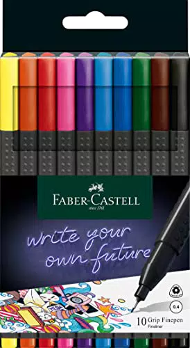 Faber-Castell 151610 Grip Fineliner mit ergonomischem Griff für präzises Zeichnen