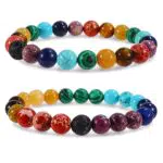 Farfume Chakra Armband aus echten Steinen für Damen mit Lavastein