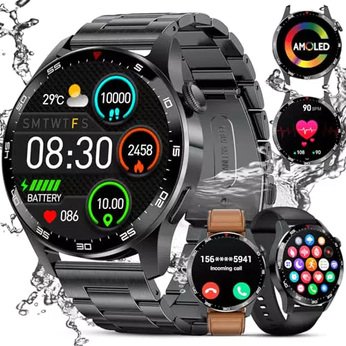 FEELNEVER Smartwatch Herren mit Telefonfunktion, wasserdicht und 100+ Sportmodi