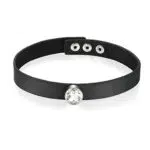 Flongo Choker Lederhalsband Damen Echtleder Gotik Punk Rock Kette