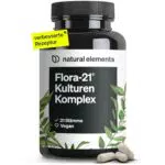 Flora 21® Kulturen Komplex - Probiotika mit Bio Inulin - 180 magensaftresistente Kapseln - Laborgeprüft & vegan - Made in Germany.