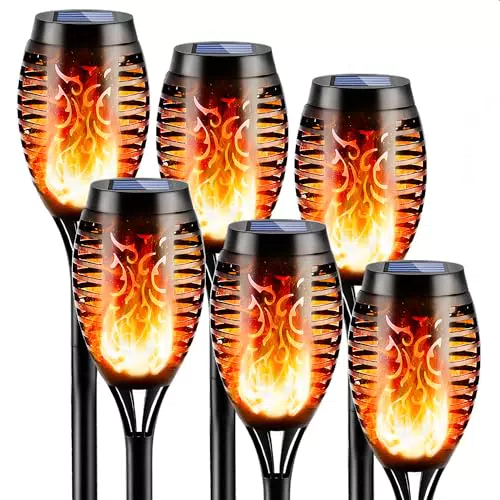 FLOWood Solarleuchten für den Garten mit realistischer Flammeneffekt, IP65 wasserdicht