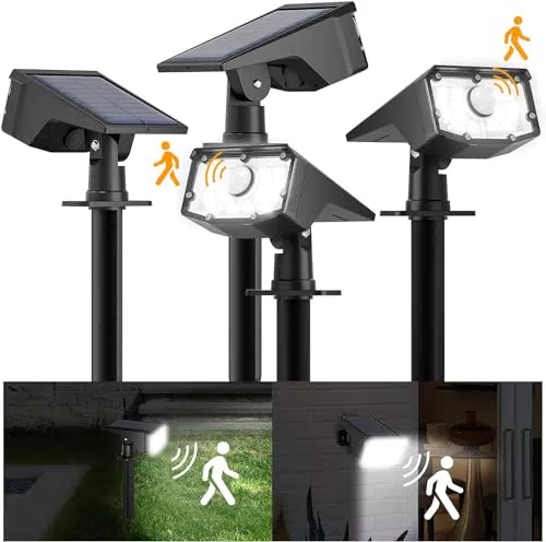 FLOWood Solarlampen mit Bewegungsmelder - IP65 Wasserdicht für Garten und Gehweg