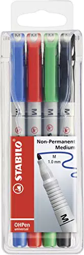 STABILO OHPen Universal Folienstift - wasserlöslich, medium, 4 Farben