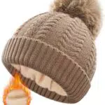 FORVEVO Wintermütze Damen mit Fleece-Futter und abnehmbarem Pom Pom